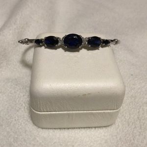 Sterling silver sapphire bangle bracelet